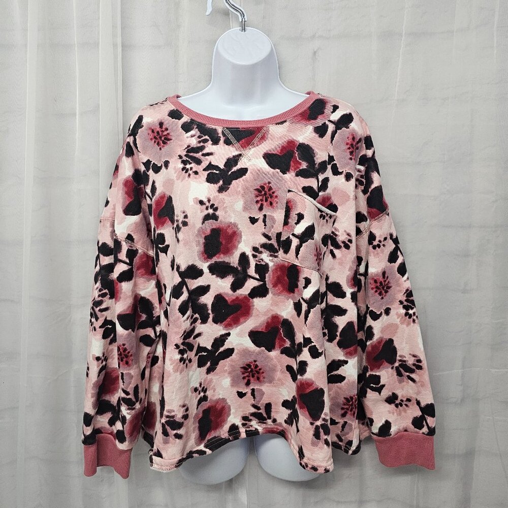 Dip Sweatshirt Grunge Floral Punk Goth Casual Pink Black 2X NWT